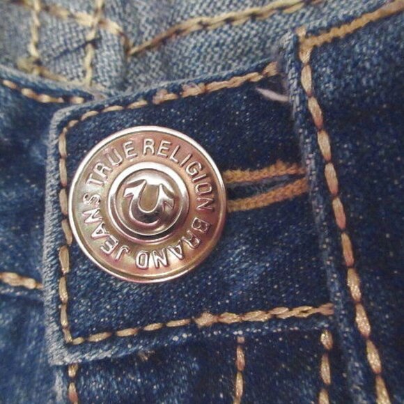 Vtg True Religion Disco Joey Big T Flare Jeans Size 28 Twisted Flap Low Rise USA - Picture 10 of 12